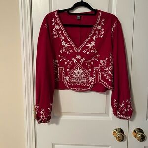 SHEIN  long sleeve cotton embroidered top